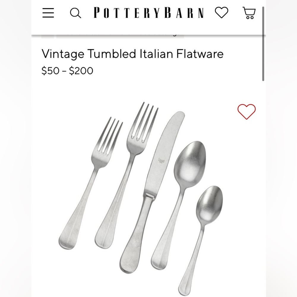 Pottery barn vintage tumbled flatware NIB